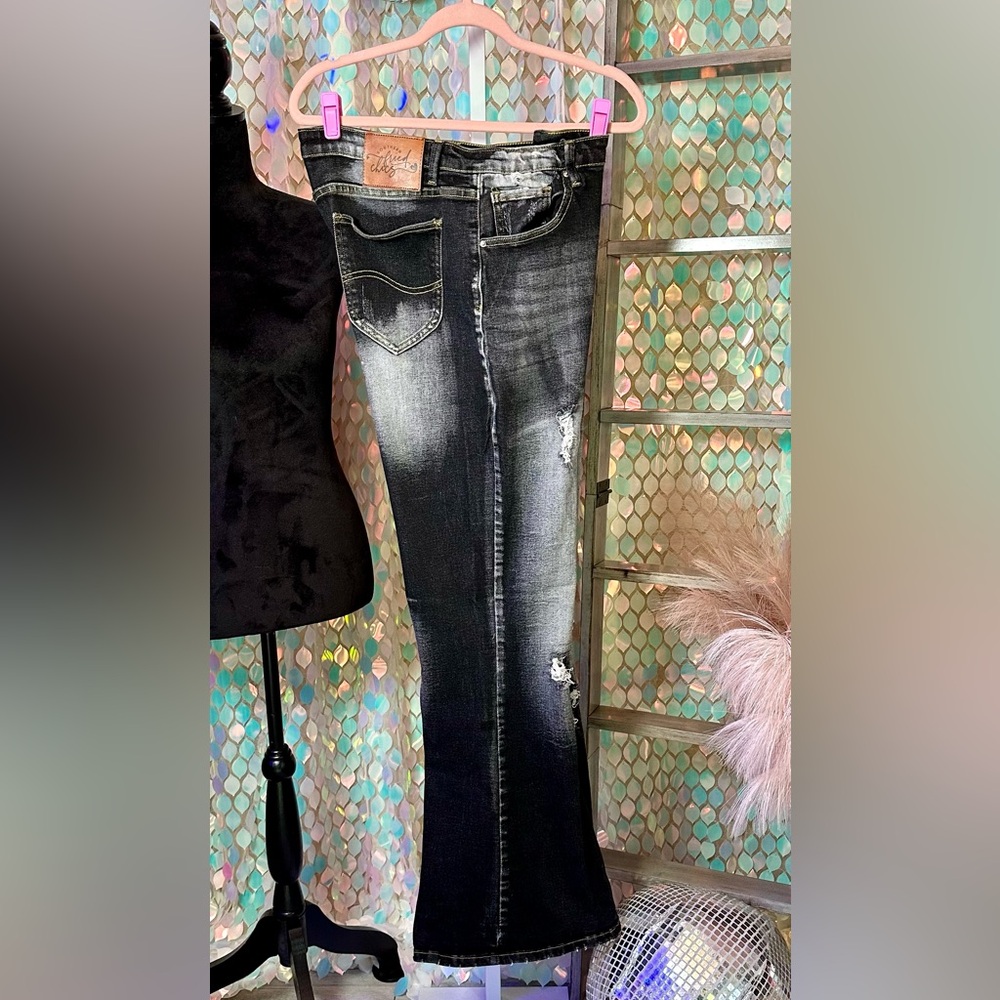 Black Southern Fried Chics Flare Super Stretch Sz 18 Vintage Hot Girl Jeans - Picture 4 of 8